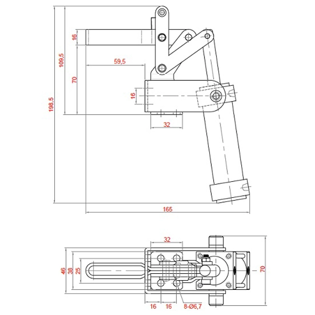 Vendita online Bloccaggio pneumatico per montaggio frontale base piatta braccio regolabile 100 Kg.